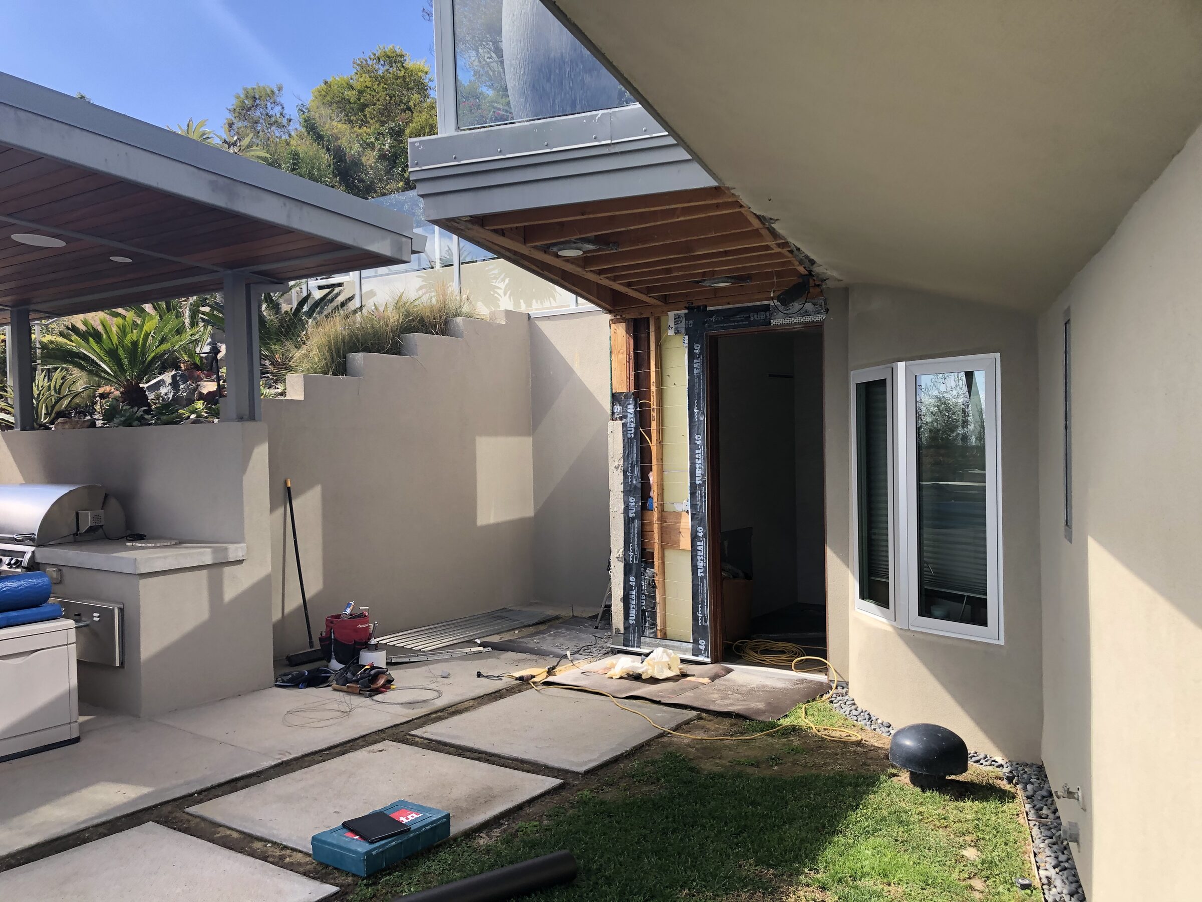 Patio remodel steel frame progress, KSW Construction Management