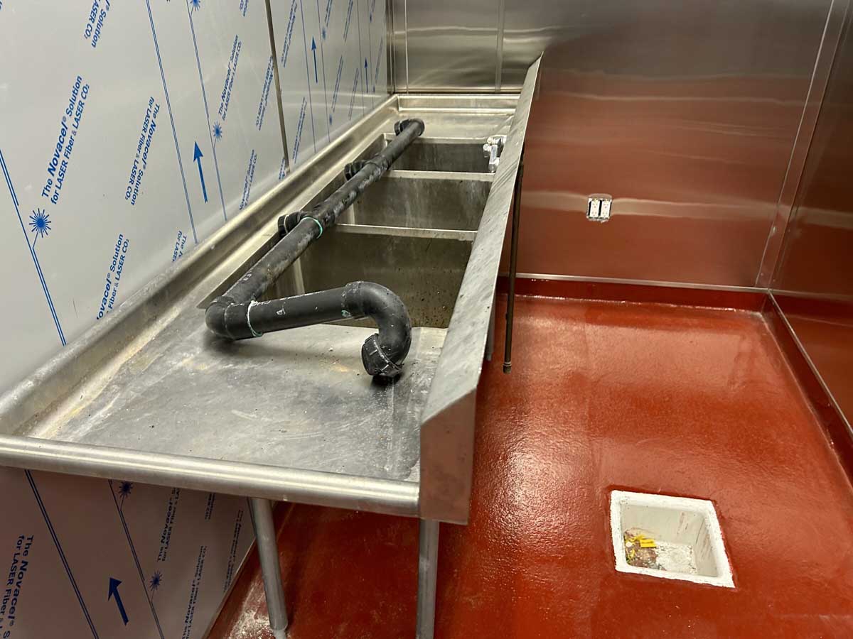 Commercial kitchen sink rough-in