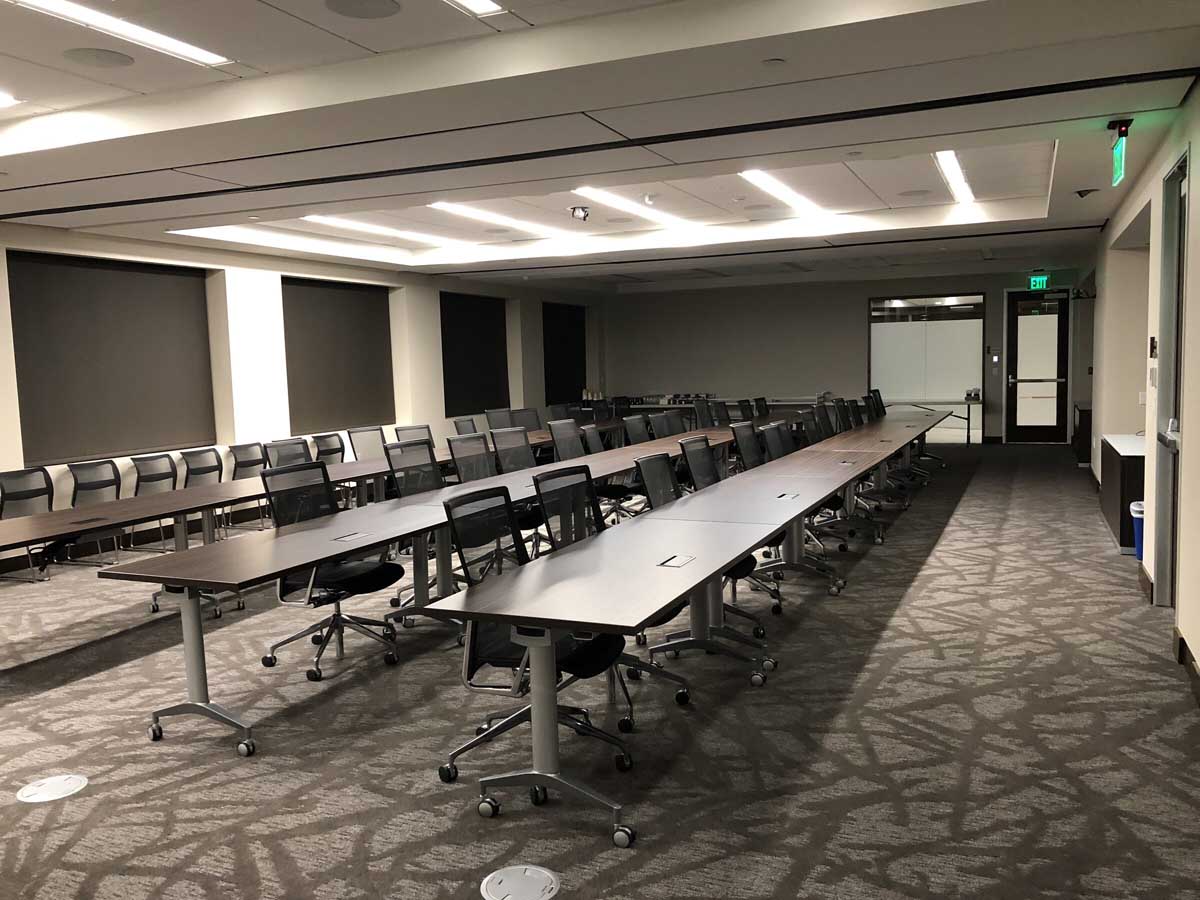Training room with tiered seating