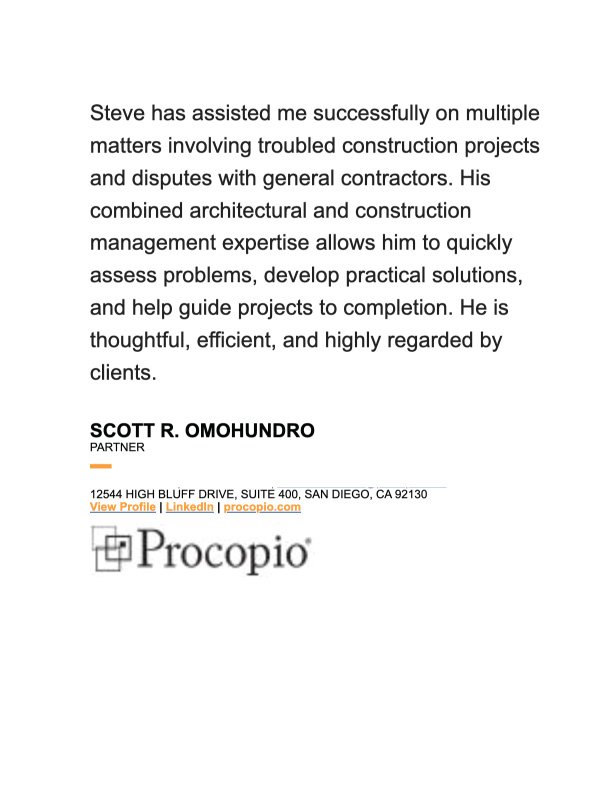 Letter of Recommendation from Scott R. Omohundro, Procopio